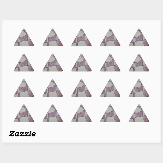 Triangular Pegatina personalizable púrpura abstracta (Hoja)