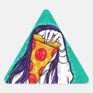 Triangular pegatina "Pizza"