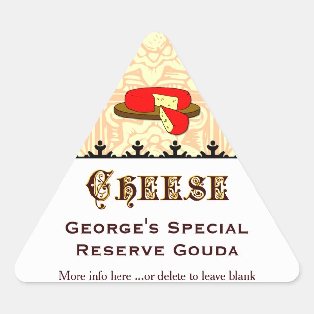 Triangular Personalizado Pegatina del triángulo del queso cas (Anverso)