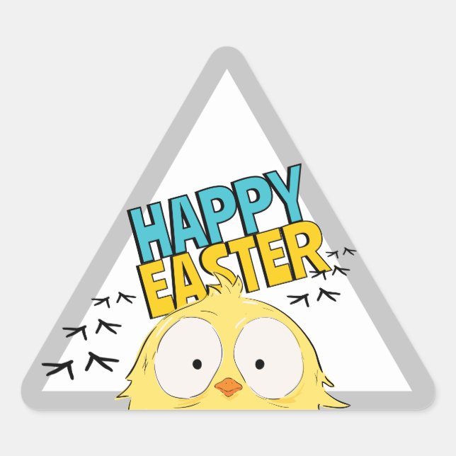 Triangular ¡Un pollo loco! Pegatina (Anverso)