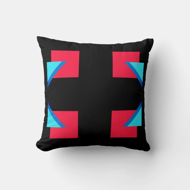 Triángulo cuadrado rojo y azul almohada de lanzami (Anverso)