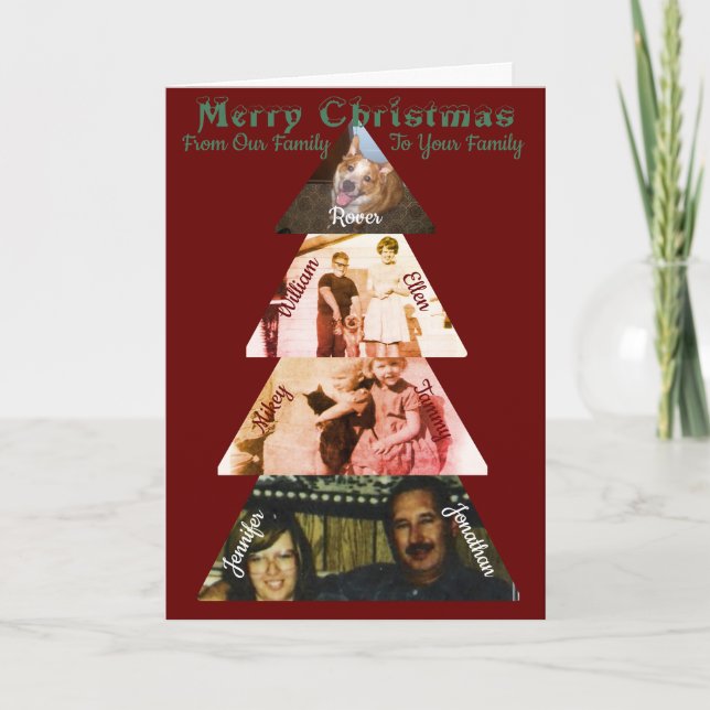 Triángulo Foto Árbol de Navidad Tarjeta de felicit (Anverso)