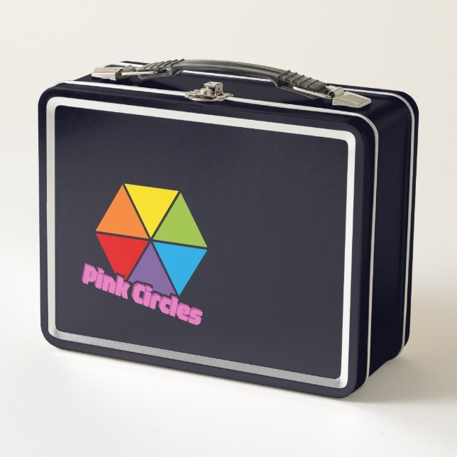 Triángulos coloridos con Círculos rosados Texto (Anverso)