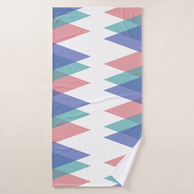 Triángulos de azul y coral (Toalla de baño)