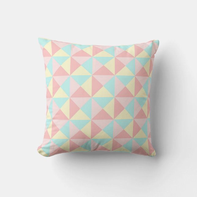 Triángulos geométricos Pastel Almohada amarilla ro (Anverso)
