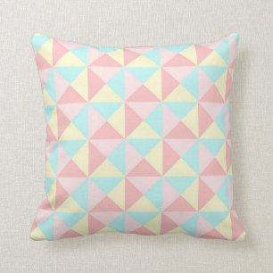 Triángulos geométricos Pastel Almohada amarilla ro