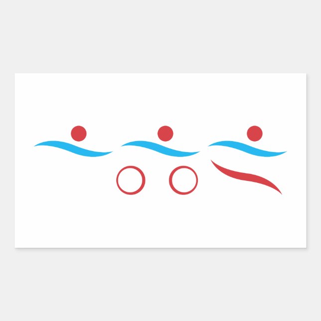 Triatlón moderno logotipo fresco pegatina rectangu (Anverso)