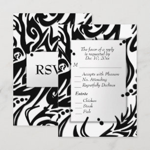 Tribal abstracto en blanco y negro con RSVP de men