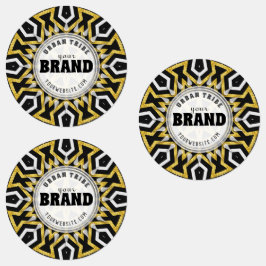 Tribal Aztec Gold Sun Black+White Brand Pegatina