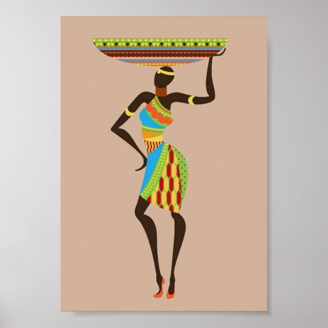 Tribal de arte africano con canasta (Frente)