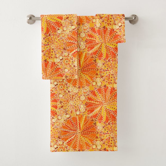 Tribal Mandala Print, Naranja y Mustard Gold (In situ)