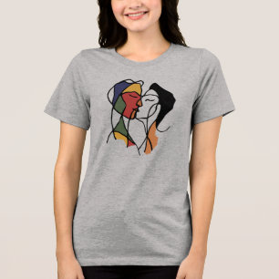 Triblenda Amor abstracto   Camiseta De Pareja De Arte De Lín