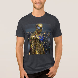 Triblenda Araña Dorada: Camiseta con Traje Metálico Ultra-Re