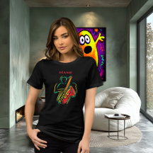 Arte de Línea de Saxofón Neon | Camiseta Musical V