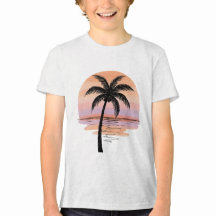 Atardecer en la Playa – Camiseta Tropical Minimali