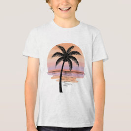 Triblenda Atardecer en la Playa – Camiseta Tropical Minimali
