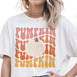 Triblenda Calabaza Retro de Caída Cálida Camiseta de Texto