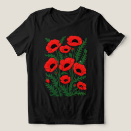 Triblenda Camiseta abstracta de amapola para mujer Scarlet W