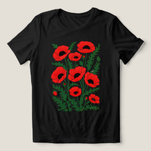 Triblenda Camiseta abstracta de amapola para mujer Scarlet W