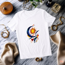 Triblenda Camiseta abstracta del sol y la luna | Celestial C