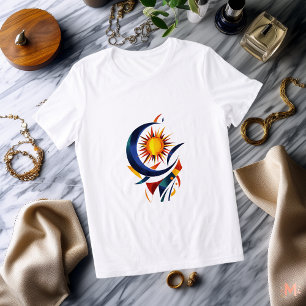 Triblenda Camiseta abstracta del sol y la luna   Celestial C