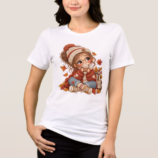 Triblenda Camiseta acogedora de estilo bordado de chibi niña