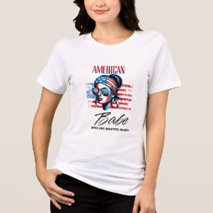 Triblenda Camiseta American Babe – Diseño de Mujer Patriótic