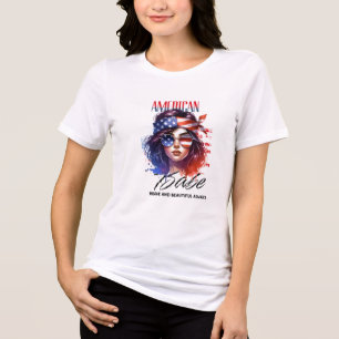 Triblenda Camiseta American Babe – Diseño Patriótico para Mu