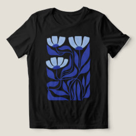 Triblenda Camiseta azul armonía de flores abstractas para mu