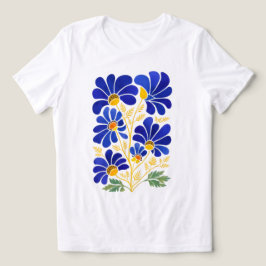 Triblenda Camiseta azul cielo dorado con flores abstractas p