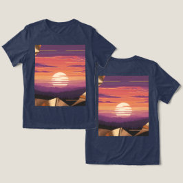 Triblenda Camiseta azul de puesta de sol de arte de píxeles