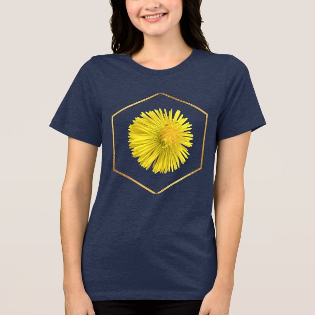Triblenda Camiseta azul geométrica hexagonal de diente de le (Anverso)