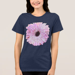 Triblenda Camiseta azul marino de margarita gerbera rosa