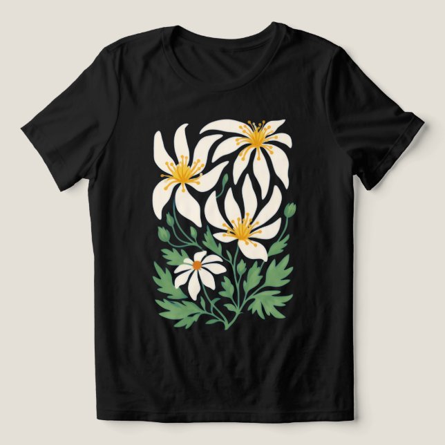 Triblenda Camiseta azul radiante de flores abstractas para m (Diseño delantero )