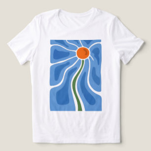 Triblenda Camiseta azul radiante de flores abstractas para m
