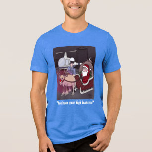Triblenda Camiseta azul Tri-Blend de los hombres con vigas a