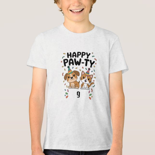 Triblenda Camiseta básica de niños de cumpleaños feliz cumpl (Anverso)