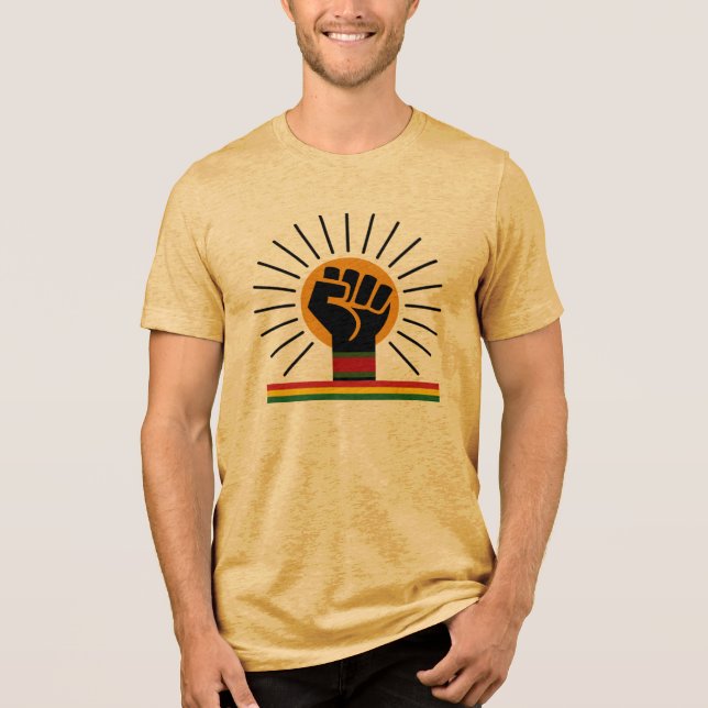 Triblenda Camiseta Black Unity Power Fist Rising Sun (Anverso)