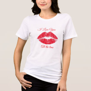 Triblenda Camiseta blanca de manga corta I Love You All the