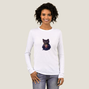 Triblenda Camiseta blanca de manga larga Midnight Cocoa Blac