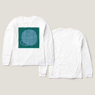 Triblenda Camiseta blanca de manga larga "Yarn Ball"