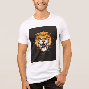 Triblenda camiseta blanca de media manga con diseño de león