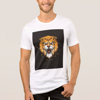 Triblenda camiseta blanca de media manga con diseño de león