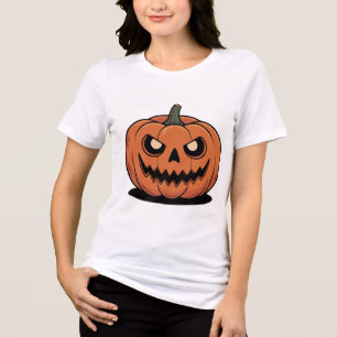 Triblenda Camiseta blanca de mujer con calabaza adorable de