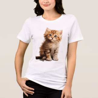 Triblenda Camiseta blanca gráfica de gatito esponjoso adorab