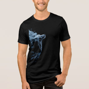 Triblenda Camiseta Blue Smoke Wolf T-Shirt Gráfica de Lobo