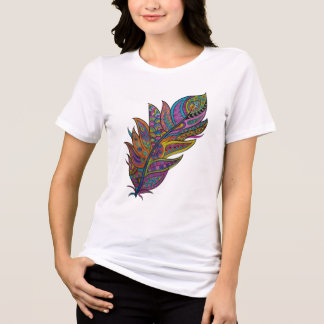 Triblenda Camiseta Boho Pluma Mandala Arcoíris