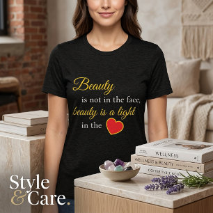 Triblenda Camiseta Bold Beauty Slogan – Mujer Camiseta Negra