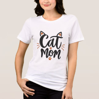 Triblenda Camiseta Cat Mom – Tipografía CAT MOM femenina ele