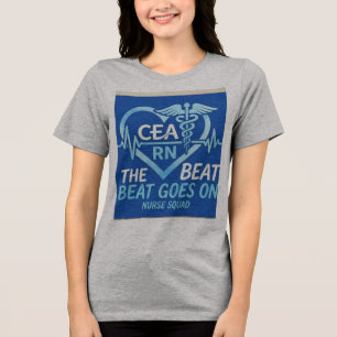 Triblenda Camiseta CEA RN Nurse Squad Heartbeat Caduceus
